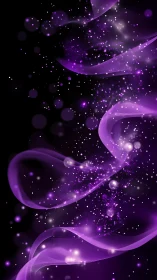 Luminescent violet energy ribbons spiral through deep space