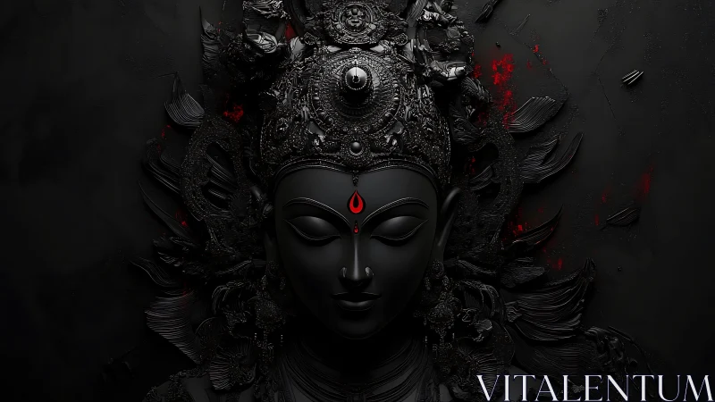 Midnight goddess portrait crowned in intricate shadows.