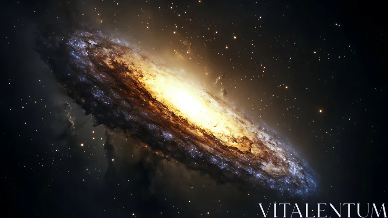 Spiral galaxy with bright central core in deep space field.