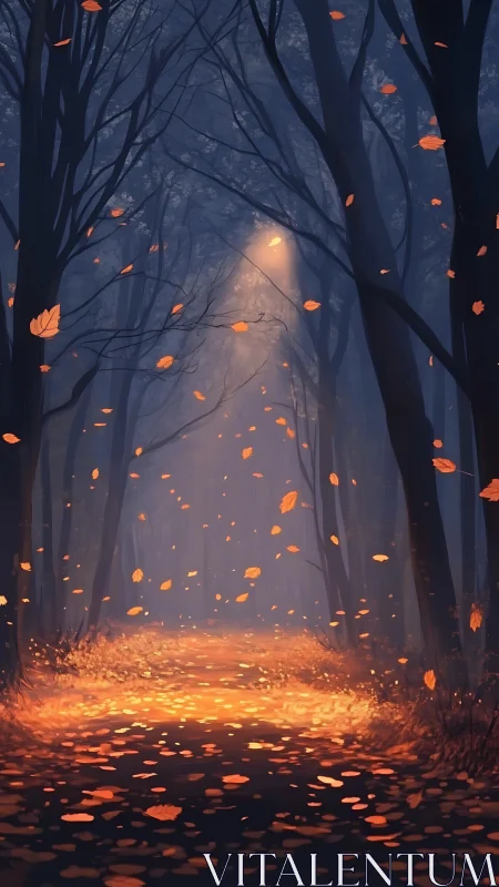 Autumn's Glowing Path Through the Woods.