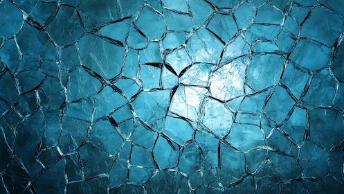 Abstract cracked ice surface with blue lighting and artistic texture.