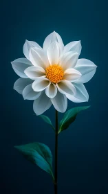 White Lotus with Golden Center Against Deep Teal Background