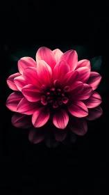 Pink Dahlia Bloom Against Darkness.