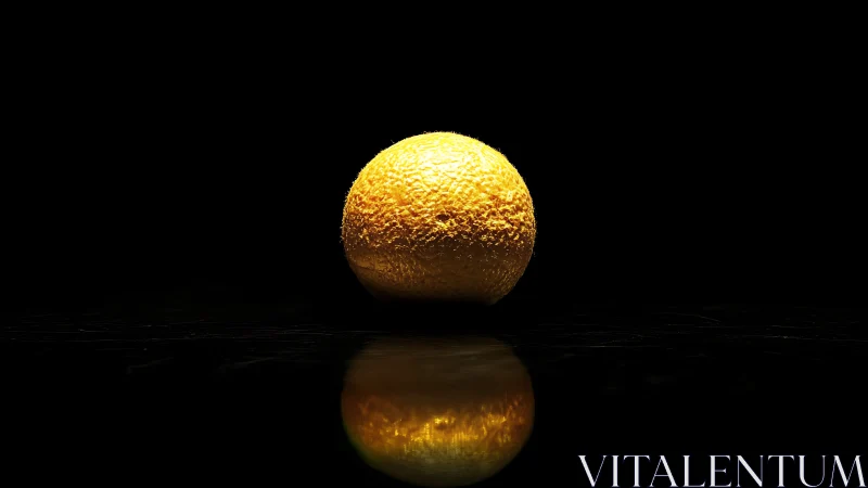 Golden citrus sphere under dramatic low key studio light.