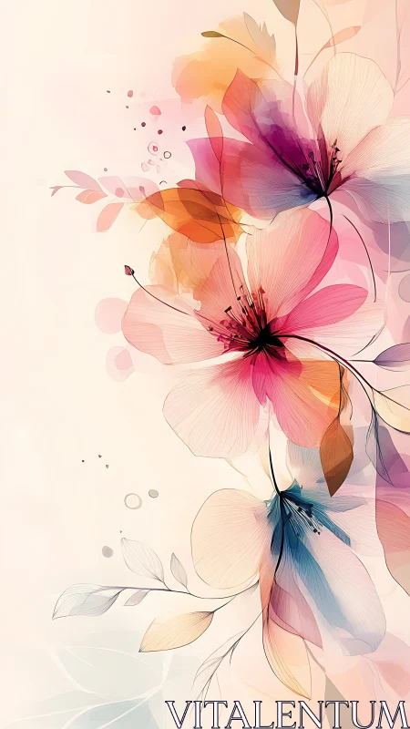 Ethereal Watercolor Blooms in Translucent Layers.