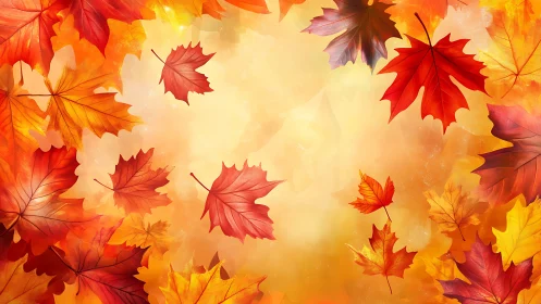 Amber leaf whirl dancing across a glowing autumn sky.