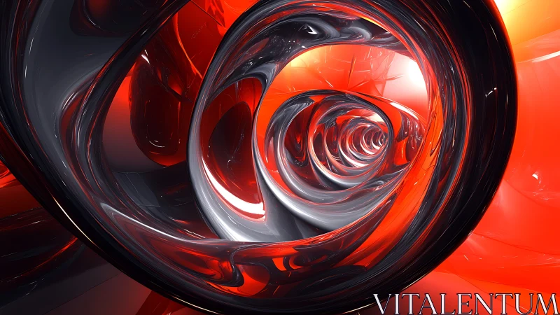 Glowing red tunnels of swirling metallic light and motion.