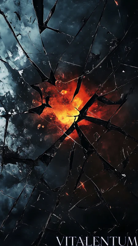 Explosive Fracture: Radiant Core Shattering Through Midnight Geometry