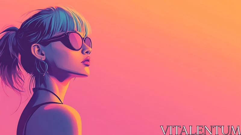 Neon-gradient portrait isolates stylized woman in cinematic light