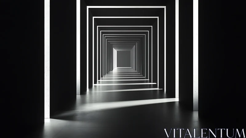 Infinite Passage Through Glowing Rectangular Frames.