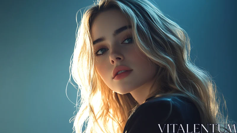 Soft light on a thoughtful face in gentle blue glow.