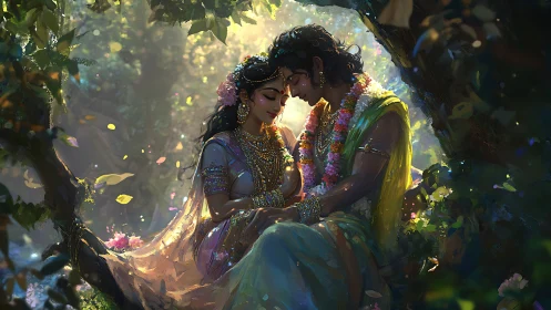 Mythological Figures in Floral Setting.