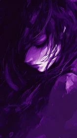 Side profile portrait isolates a stylized face in violet tones