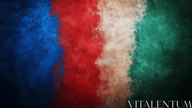 Abstract tricolor paint textures merge in a dramatic blur