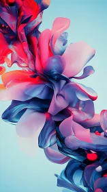 Parametric chromatic ribbon bloom in fluid volumetric space.