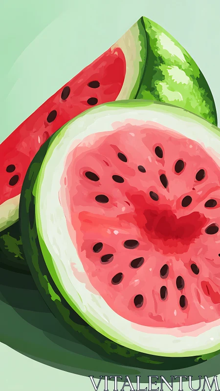 Watermelon slices illustrated with flat digital shading