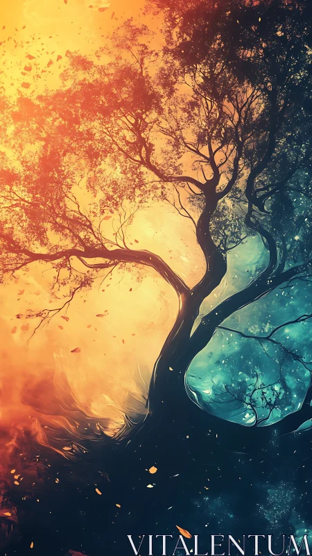 Bifurcated elemental tree in thermodynamic chroma contrast.