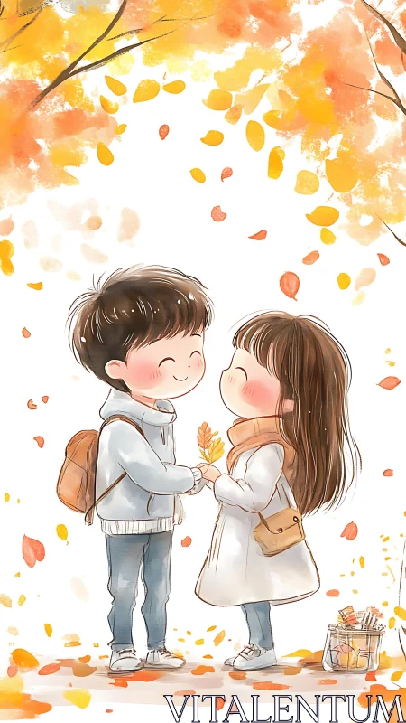 Two Hearts Collecting Autumn's Golden Whispers Together.