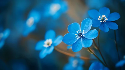 Blue Forget-Me-Not Florals with Shallow Depth Rendering.