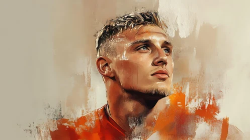 Pensive athlete portrait in expressive digital brushwork.