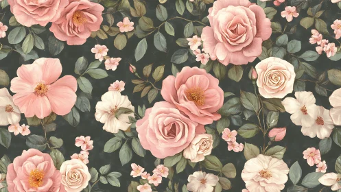 Blooming Tapestry: Roses & Daisies Dance in Emerald Garden.