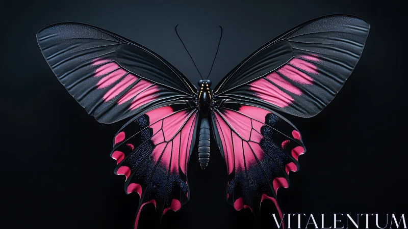 Midnight neon butterfly poised like living calligraphy.