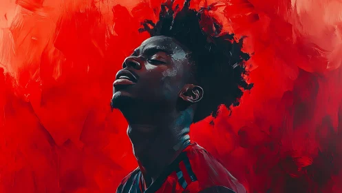 Powerful portrait celebrates calm focus in a fiery red haze