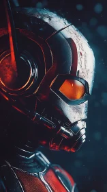 Micro-scale guardian in ember-glow exosuit vigil.