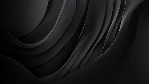 Dark monochrome curved layers with sculpted flowing depth.