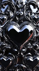 Crystalline Hearts Shimmer in Reflective Metal Sculpture
