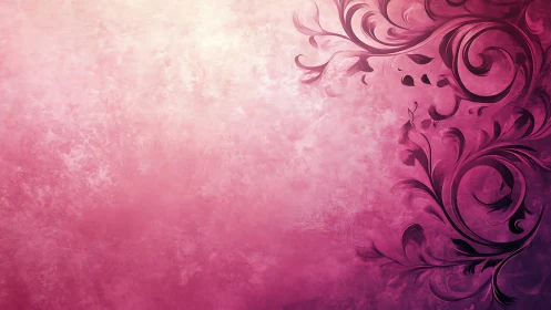 Pink gradient background with ornamental flourish design elements.