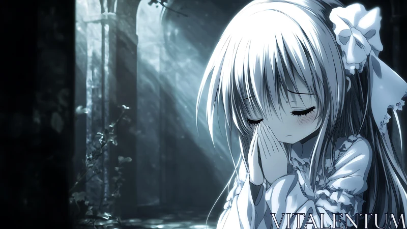 Silent silver prayer lingers beneath ghostlit arches