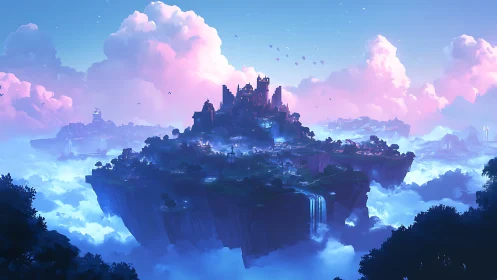 Floating Castle Among Luminous Clouds.