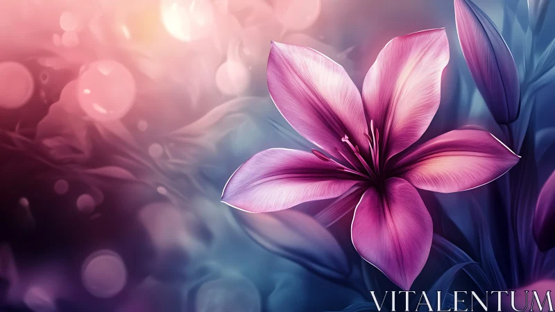 Magenta Flower Blossoms in Luminous Gradient Background
