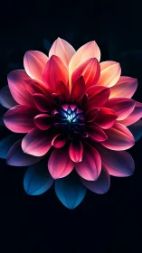 Neon Bloom Radiates Against Cosmic Darkness