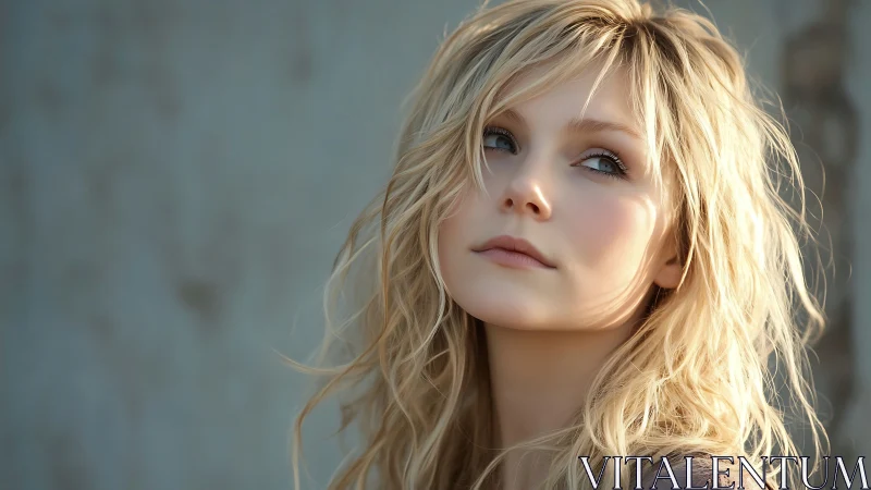 Soft side-lit portrait captures blonde woman in shallow depth of field