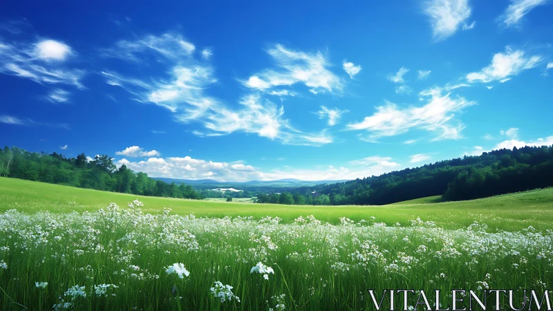 Sky-drunk meadow basking under wild painted clouds.