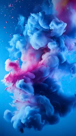 Chromatic ink diffusion plumes form a vertical abstract vortex