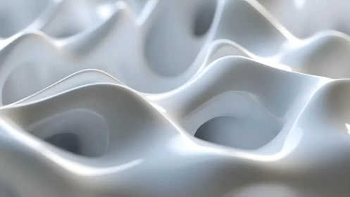 Smooth white 3D abstract waves with soft lighting and glossy finish.