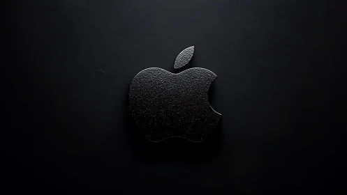 Apple Logo with Textured Surface on Dark Background