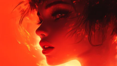 Warm-Toned Portrait with Dramatic Crimson Lighting.