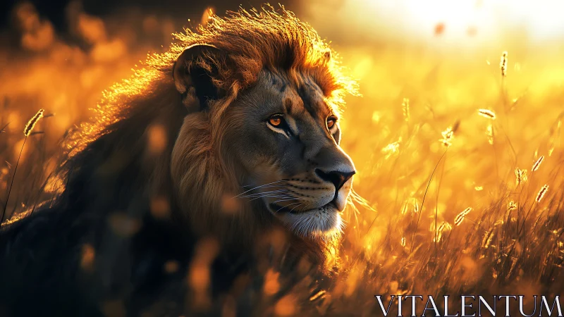 Backlit lion portrait captures golden-hour savanna illumination
