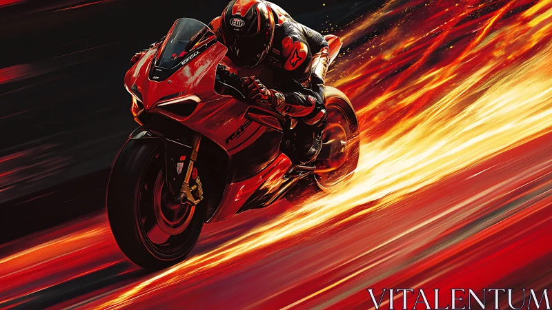 High-speed sportbike tearing through blazing motion trails.