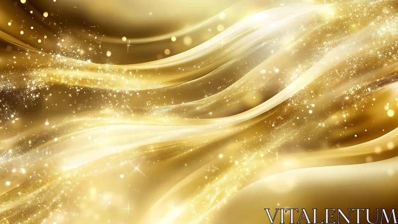 Shimmering Golden Wave Abstract Background with Sparkling Light.