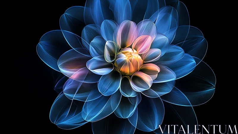 Radial fractal flower rendered with translucent gradient petals