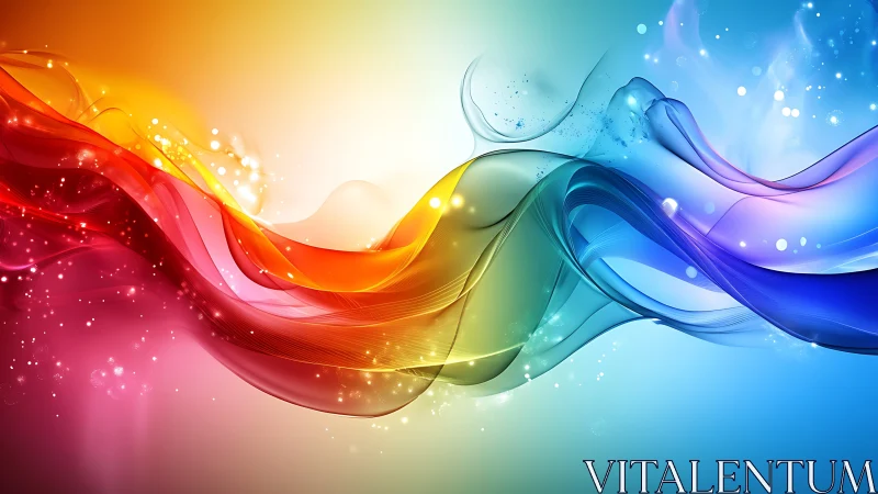 Colorful flowing light waves over soft gradient background.