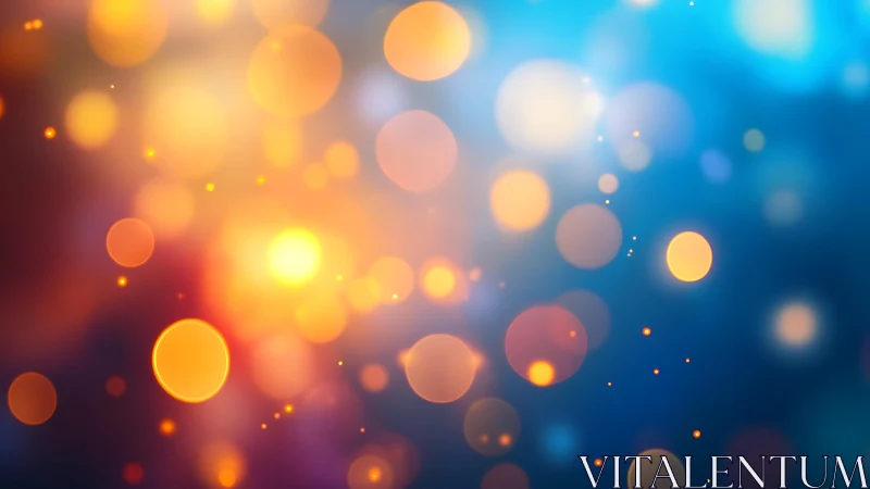 Abstract bokeh lights in warm orange and cool blue tones background.