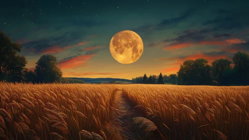 Moonrise over amber wheat, where twilight fields breathe.