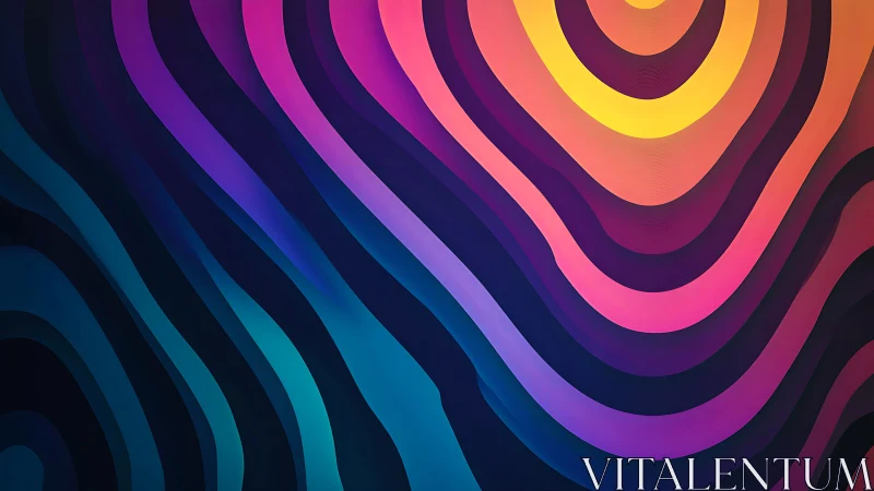 Layered chromatic waves forming radiant abstract contours.