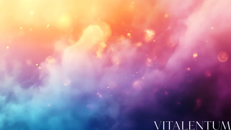 Multicolor gradient cloud field displays soft luminous particles